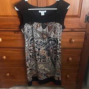 Liz Claiborne Elegant Black and Brown Patterned Dress size 4